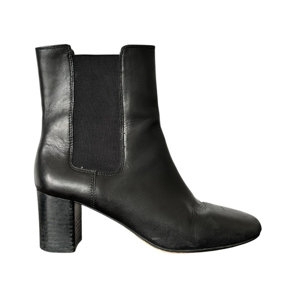 J. CREW Willa leather stacked-heel Chelsea boots in Buttery Black Leather Size 8 - Picture 1 of 5